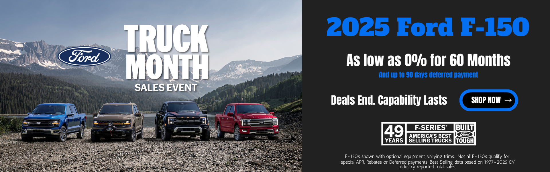 2025 Ford F-150 As Low As 0% for 60 Months